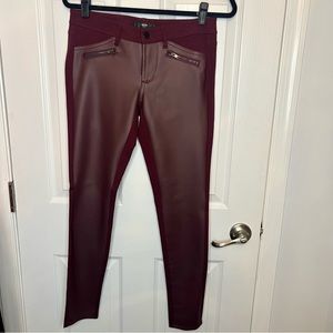Burgundy faux leather jeggings